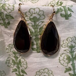 Stella & Dot deep chocolate brown teardrop earrings faceted stone